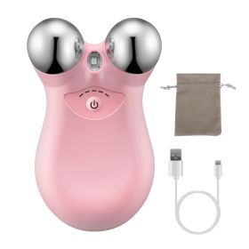 Micro Current Face Massager Rechargeable Face Neck Roller Intelligent Facial Massager with 5 Gears for Skin Tightening Skin Lifting Wrinkle Reducing (Color: pink)